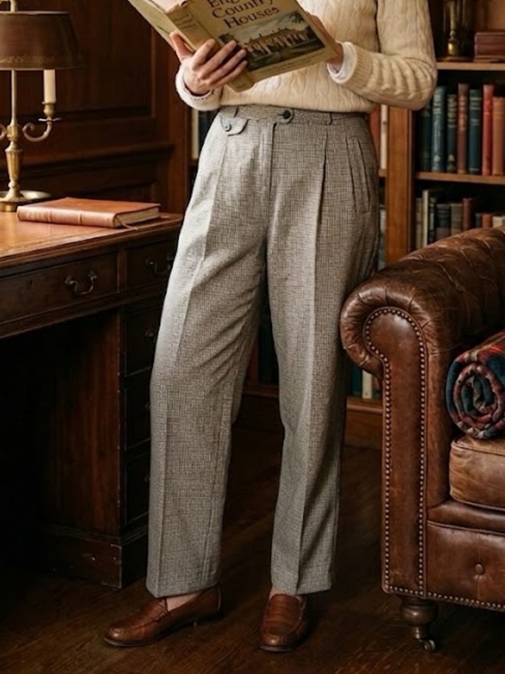 Vintage Lauren Ralph Lauren Wool/Linen Blend Micro Check Dress Trouser